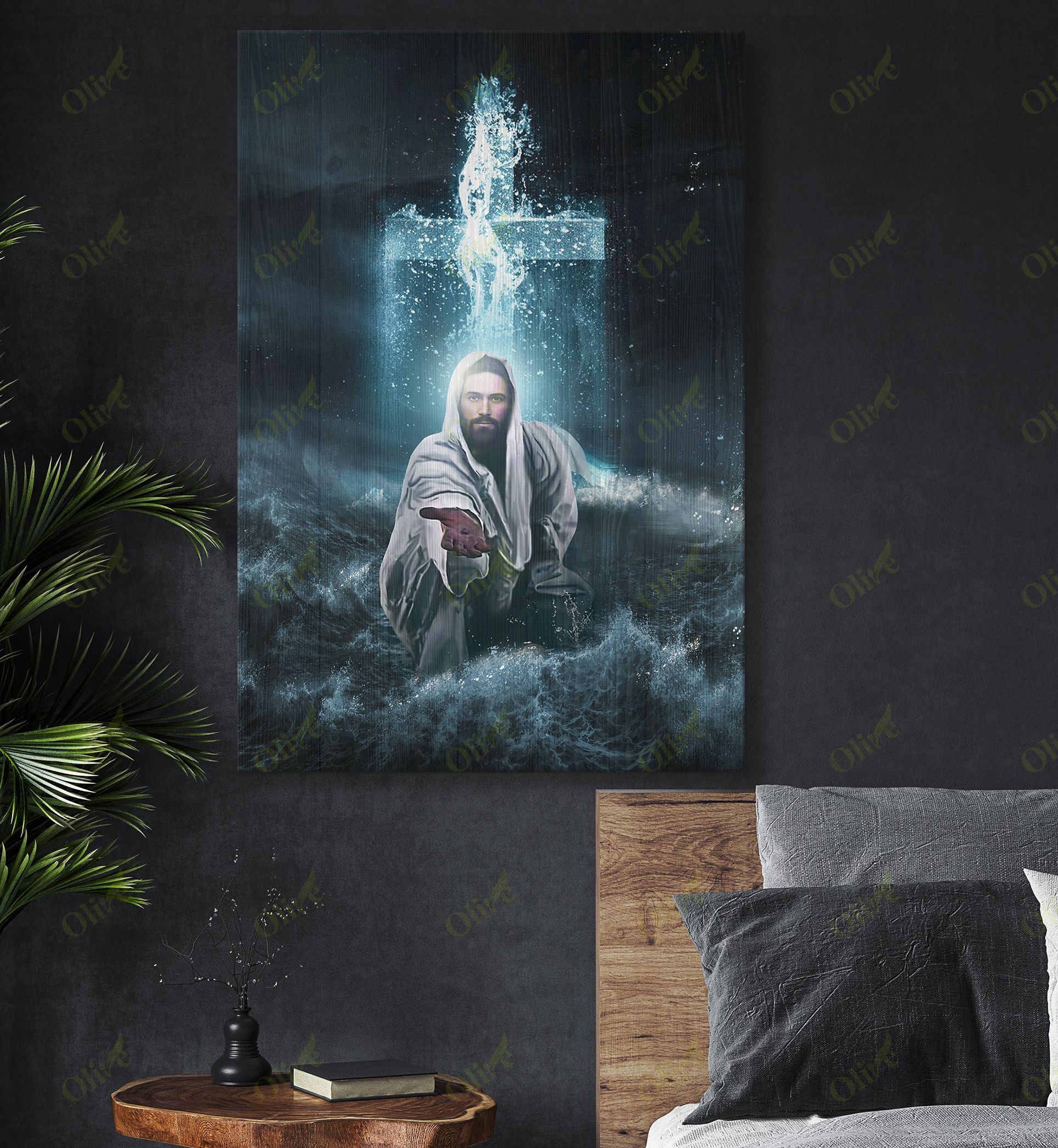 Jesus In A Beautiful Sea Easter Canvas And Poster | Wall Decor Visual Art
