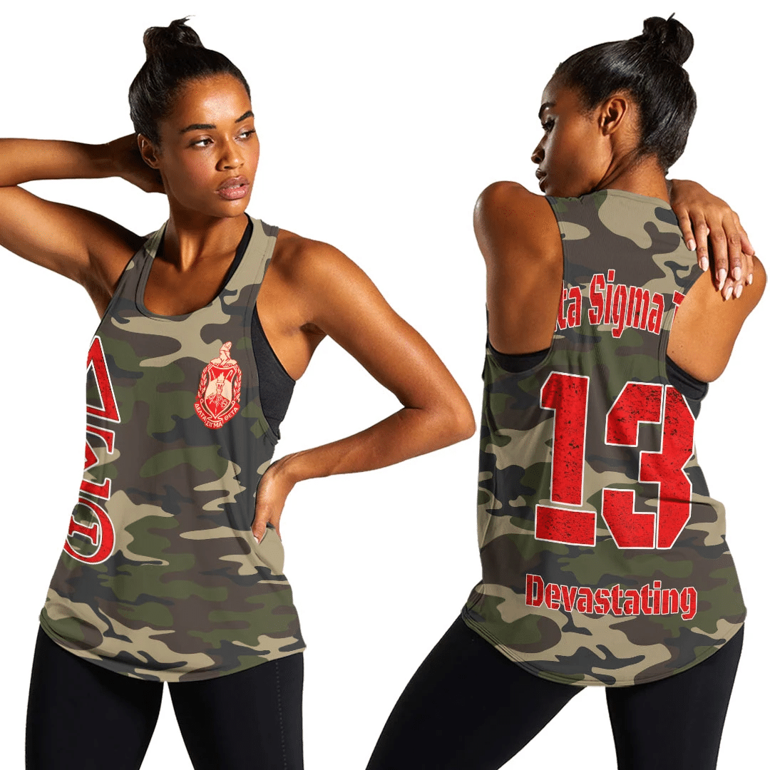 Wonderprint Tank Top Personalized Delta Sigma Theta Camouflage Racerback Tank