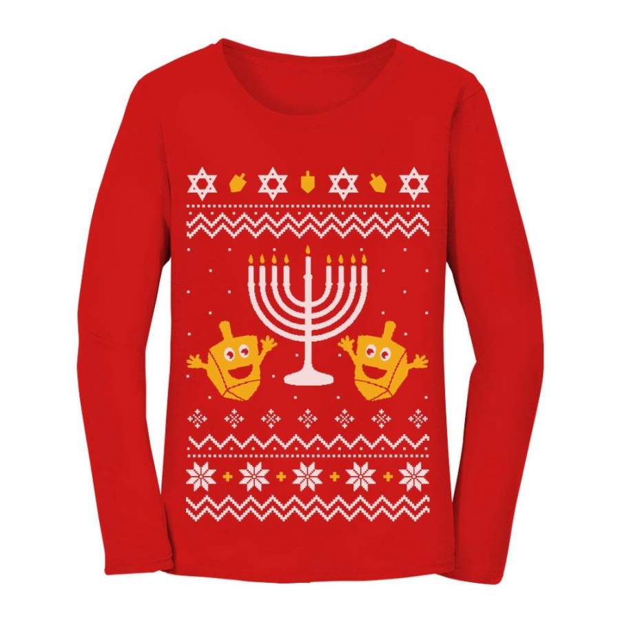 Ugly Christmas Hanukkah Sweater Women Long Sleeve T-Shirt