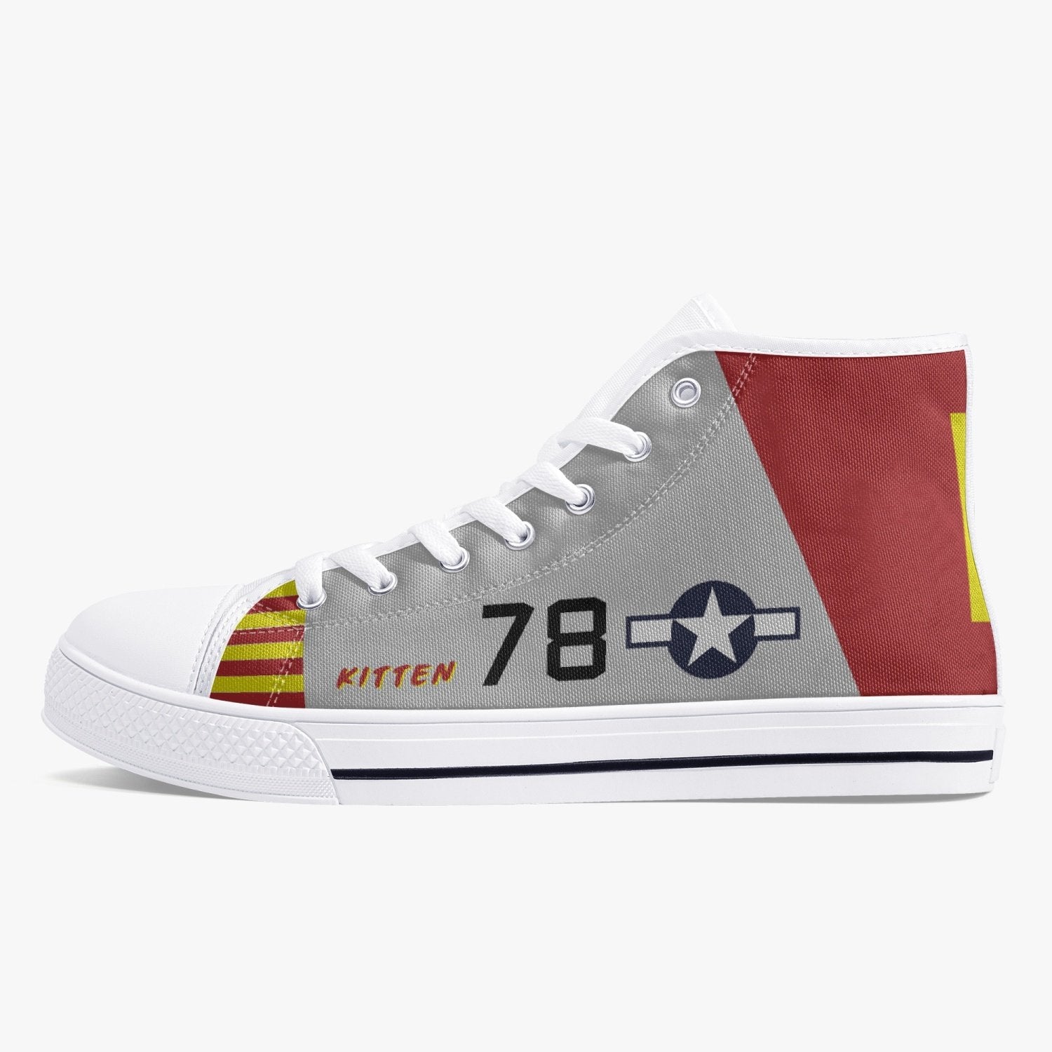 P-51 “Kitten” Men’S High Top Canvas Shoes – White