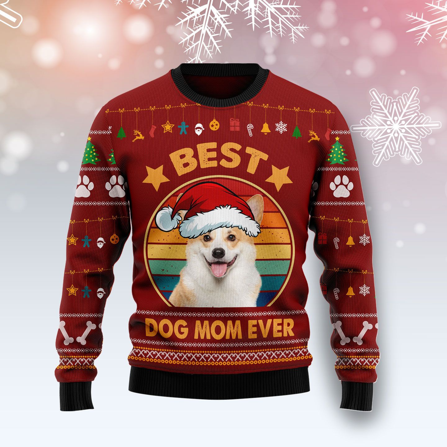 Cardigan Welsh Corgi Best Dog Mom Ever Ugly Christmas Sweater | For Men & Women | Adult | Us5093