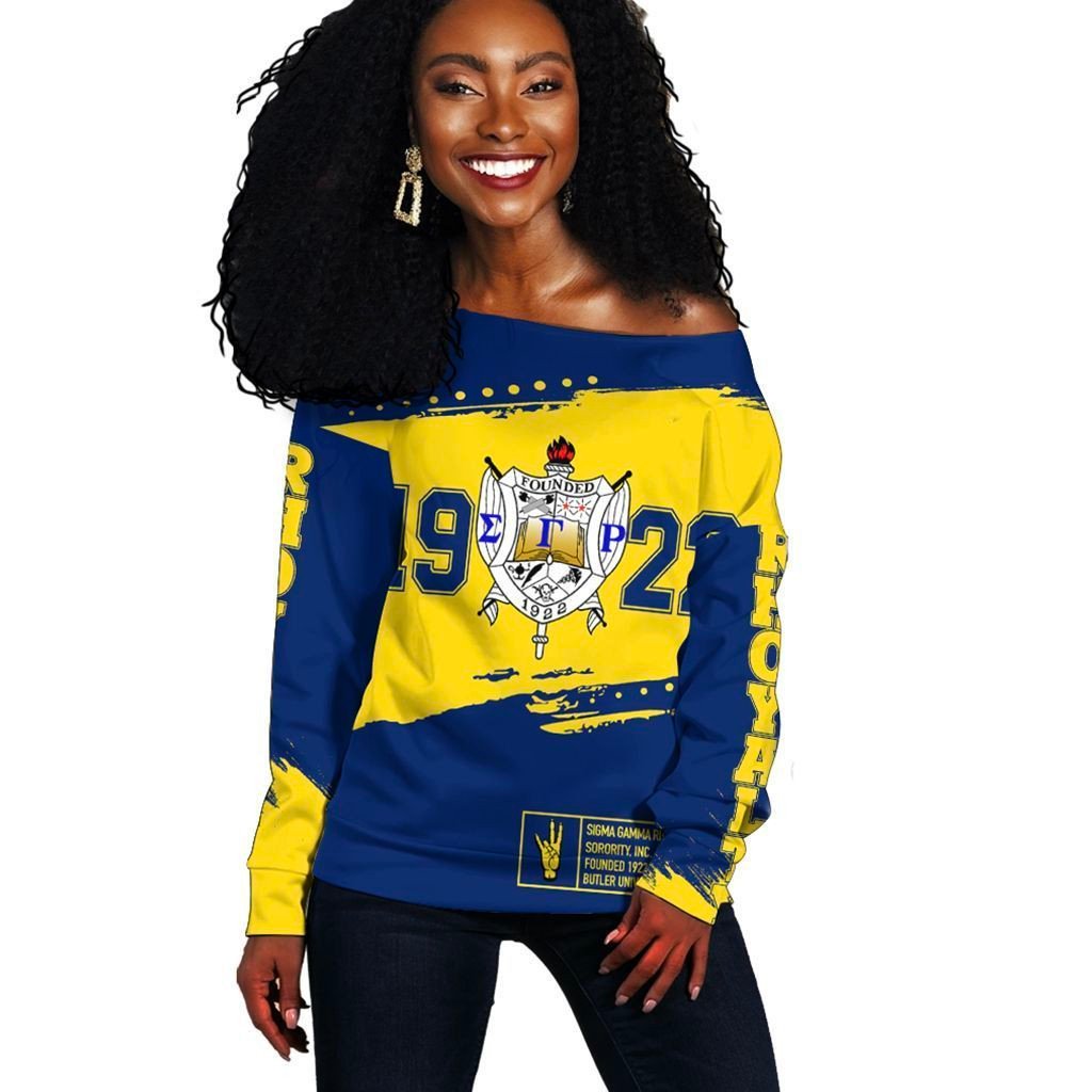 Wonder Print Sweatshirt – Sigma Gamma Rho University Women Off Shoulder