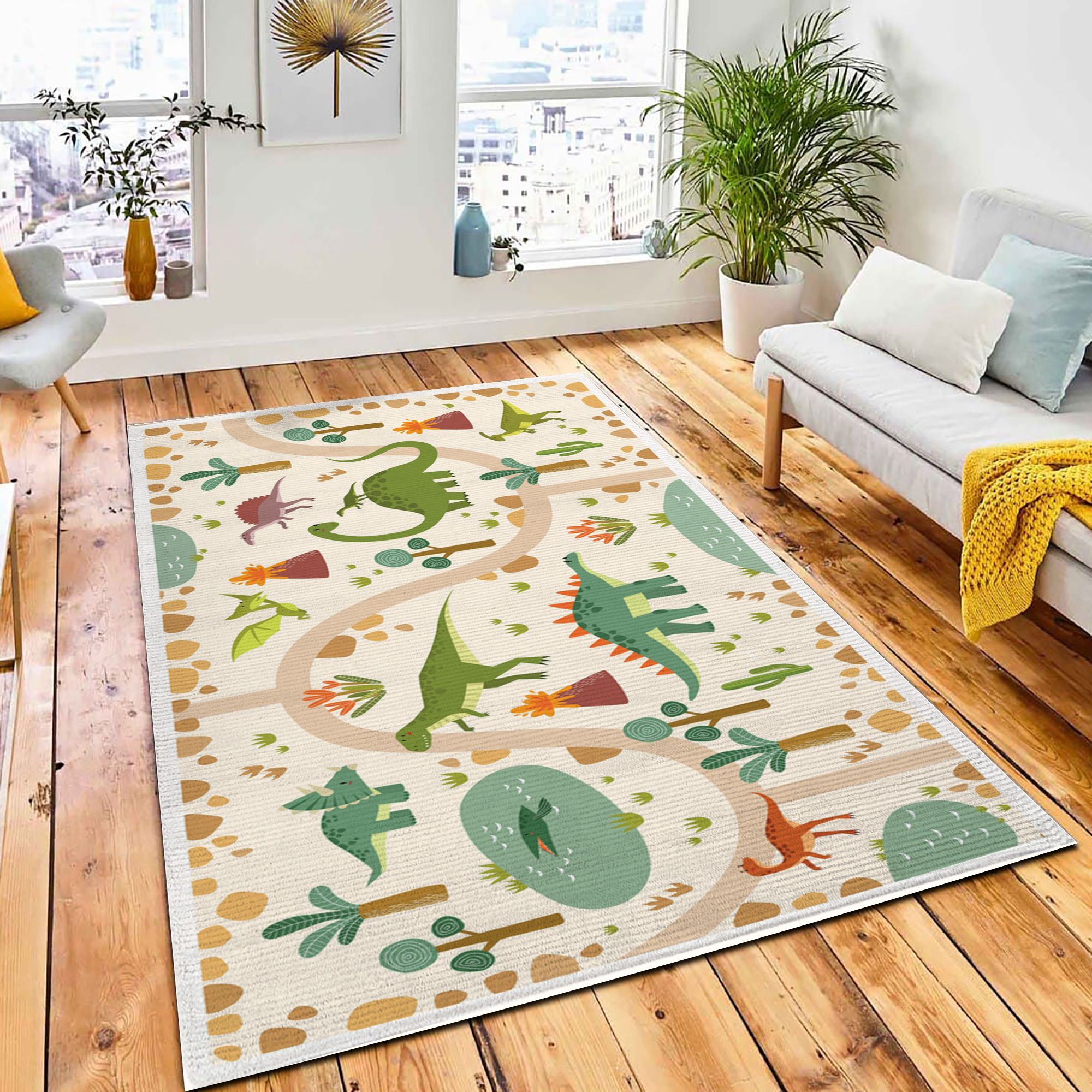 Vector Tropical Maze Dinosaurs Jurassic Carpet Rug City Rug Room Decor