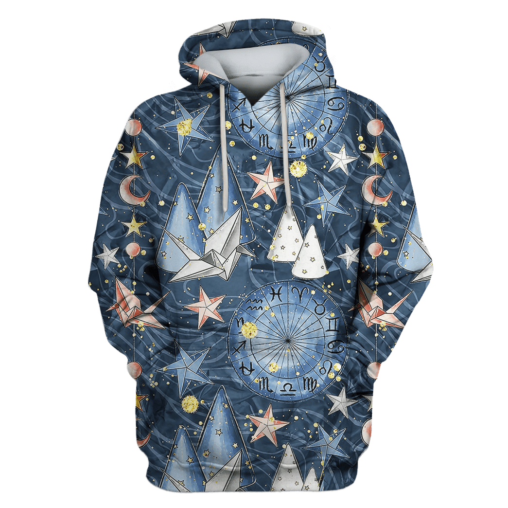 Paper Cranes With Stars In The Space Custom T-Shirt – Hoodies Apparel