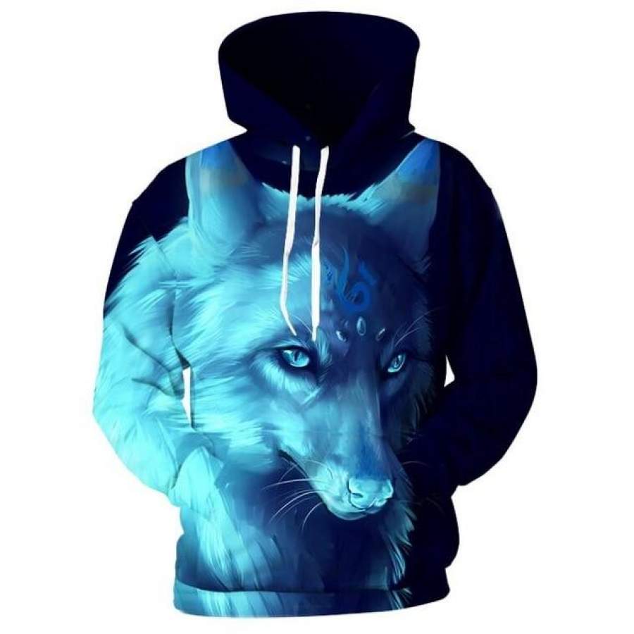 Wolf 3D full over print Hoodie W9