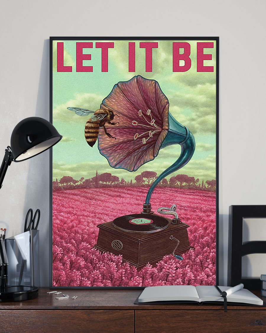 Bee Music Vinyl Record Poster Canvas Let It Be Vintage Room Home Decor