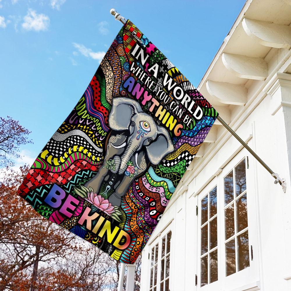 Hippie Elephant Be Kind 3D Garden Flag