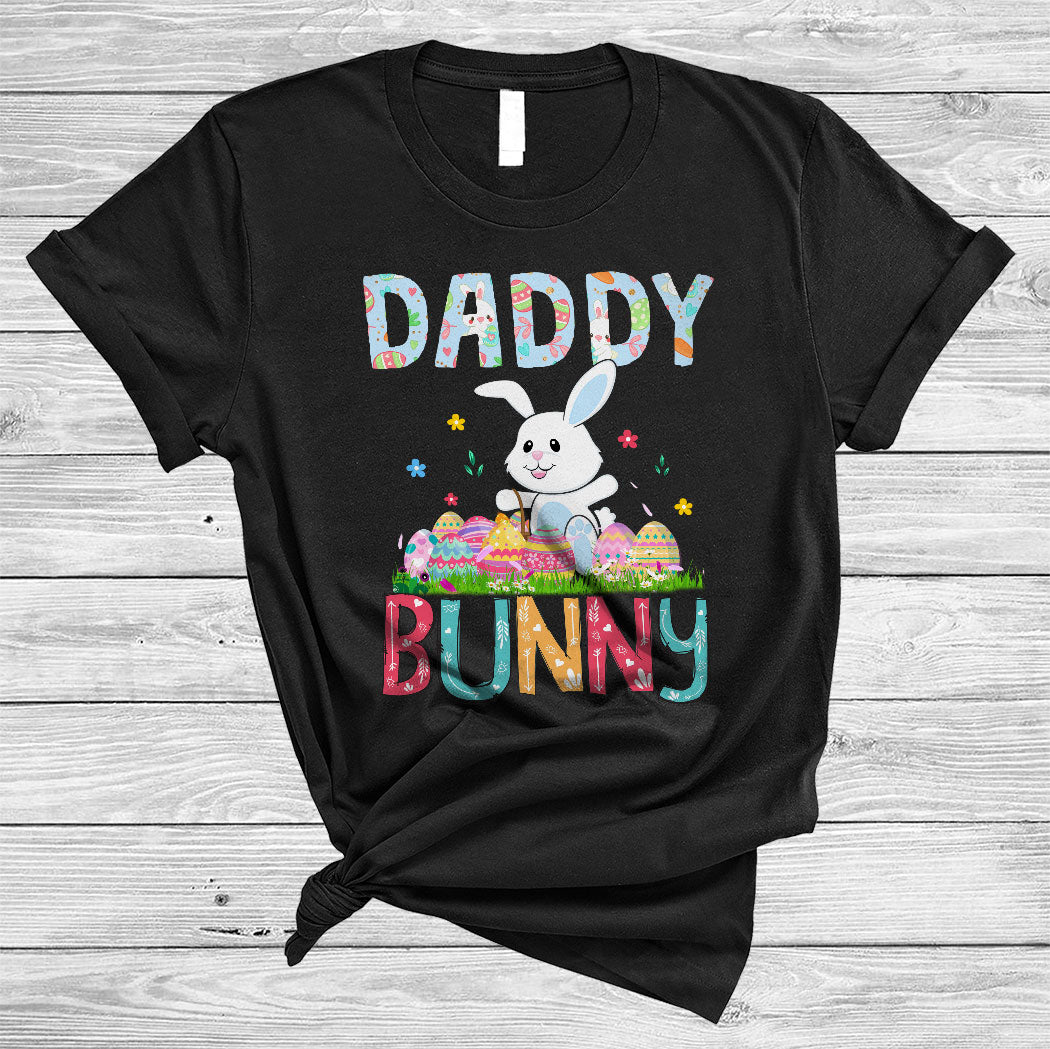 Daddy Bunny Cute Happy Easter Day Flower Bunny Egg Hunting Matching Family Group Gifts T-Shirt