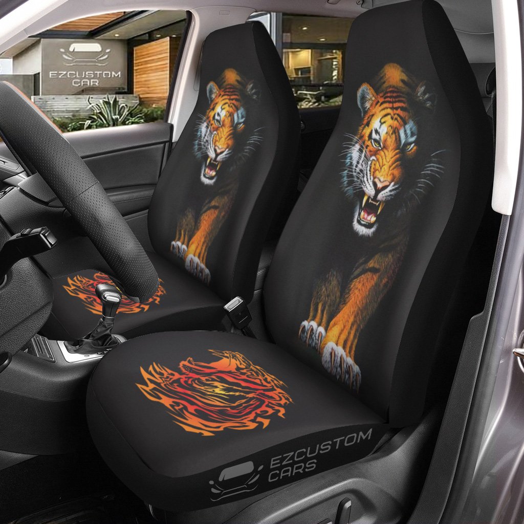 Angry Tiger Car Seat Covers Custom Tiger Car Accessories