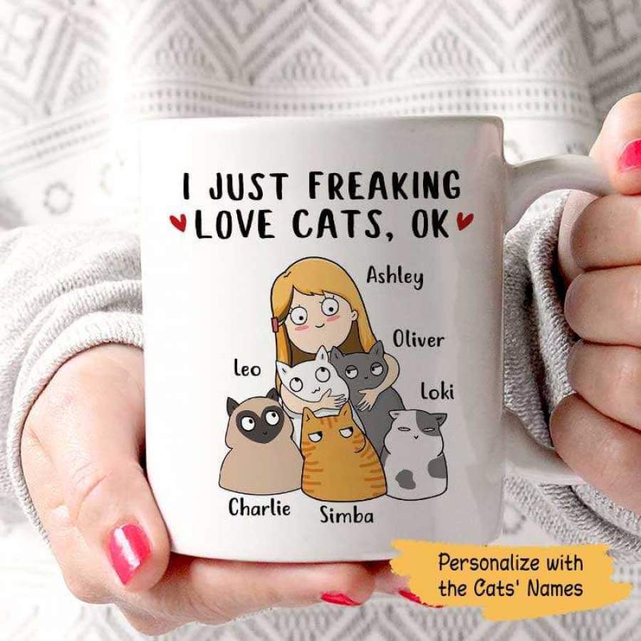 I Just Freaking Love Cats Personalized AOP Mug