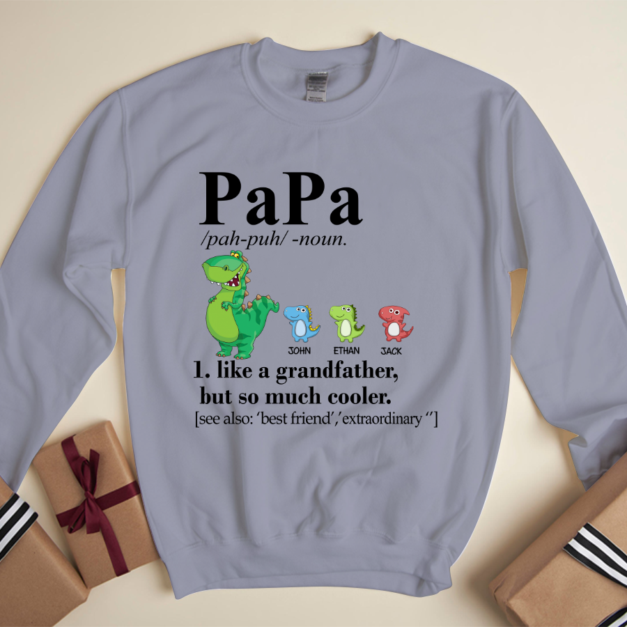 Papa Definition Kids Names Saurus Sweatshirt