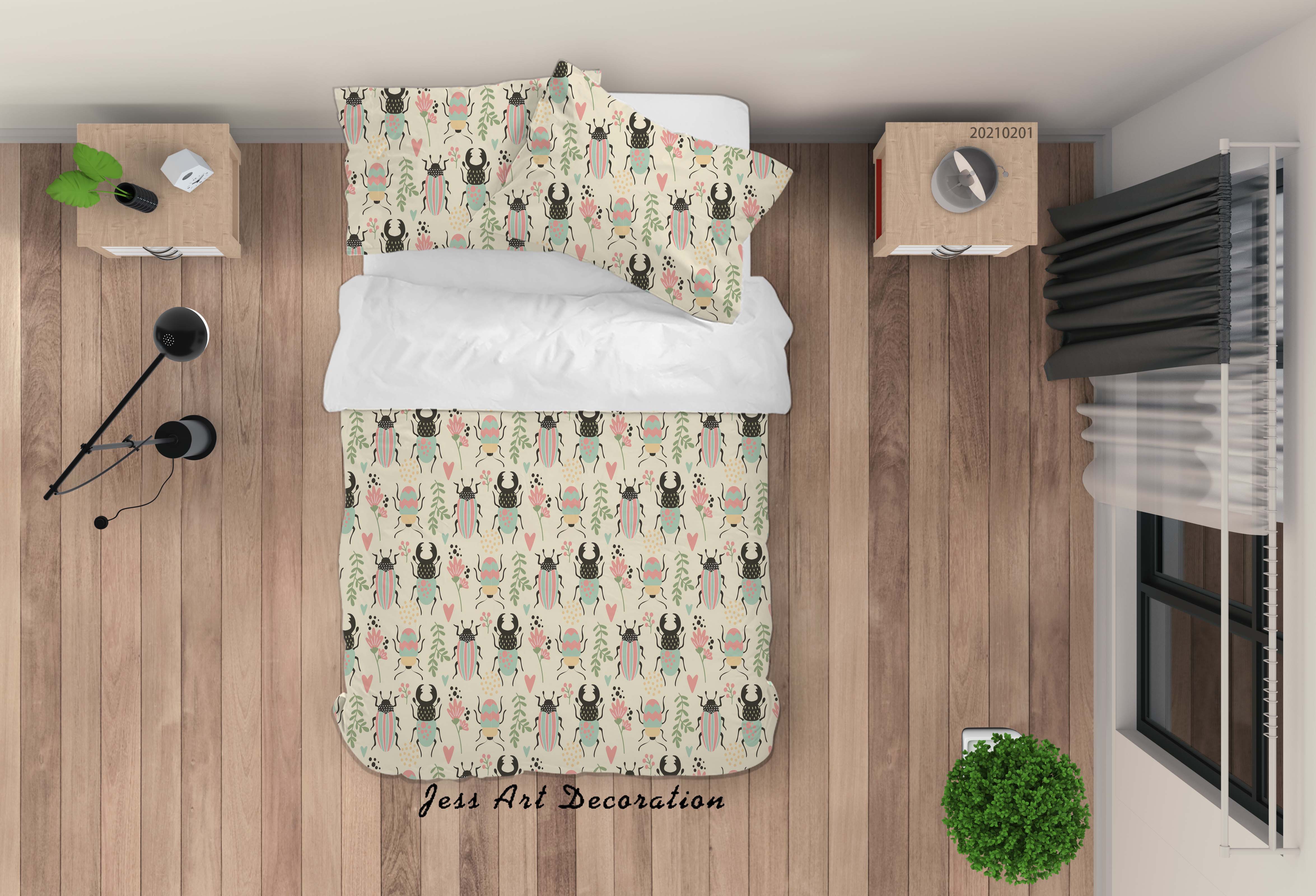 3D Hand Drawn Animal Insect Quilt Cover Set Bedding Set Duvet Cover Pillowcases 22