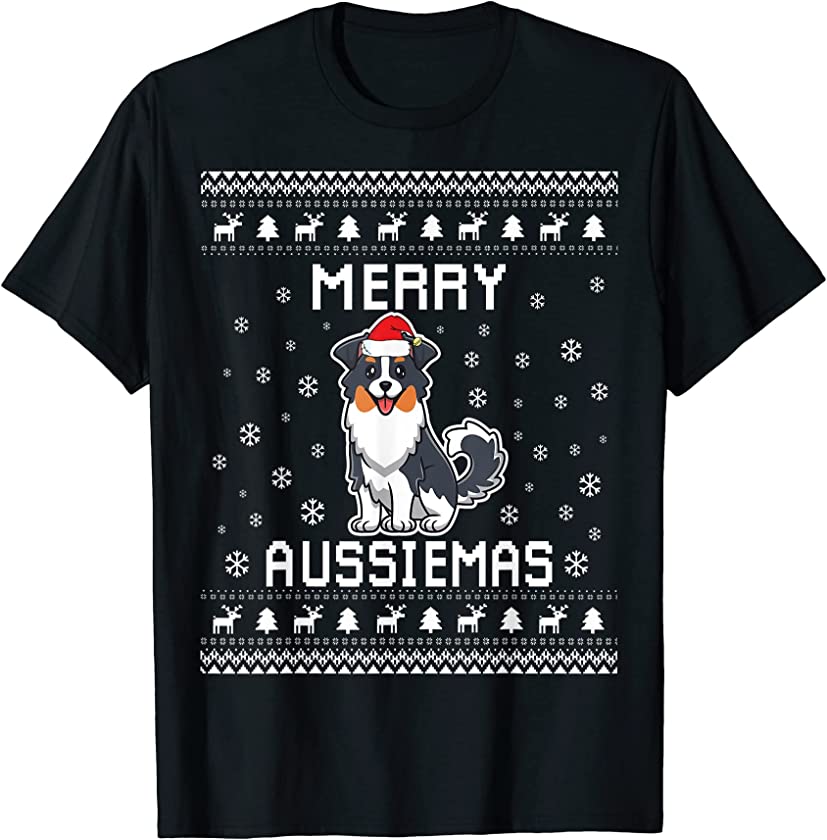 Australian Shepherd Dog Owner Ugly Christmas Sweater Aussie T-Shirt