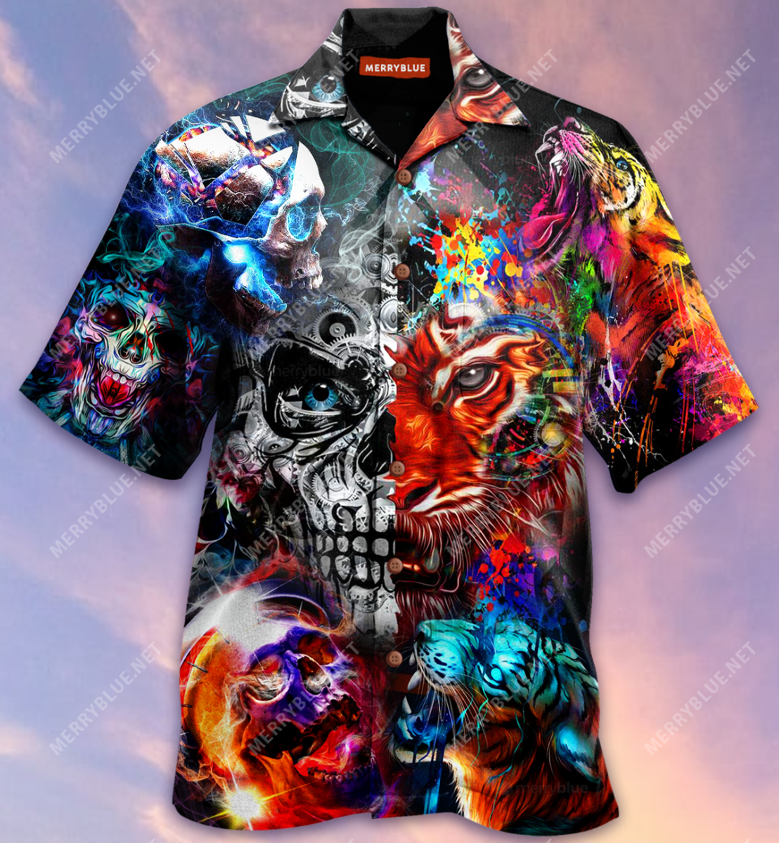 Amazing Battle Between Tiger And Skull Unisex Hawaiian Shirt