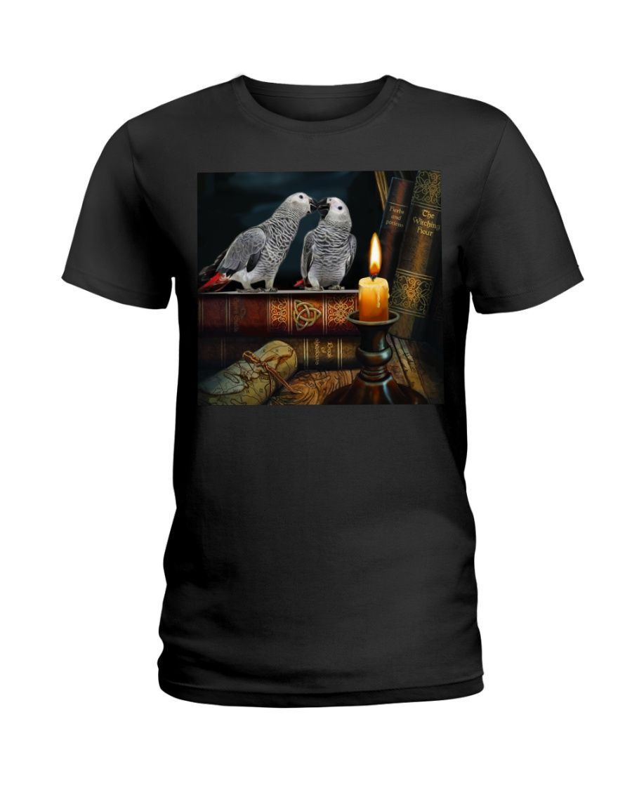 African Grey Parrot Vintage Book Black T-Shirt