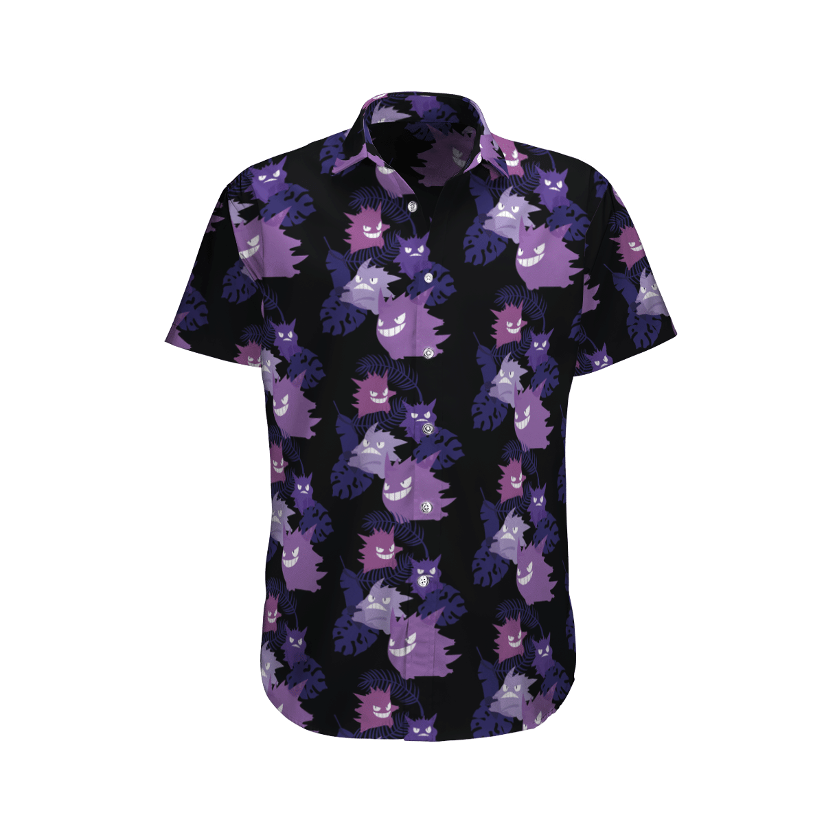 Black Gengar Ghost Pokemon For Man And Woman Print Short Sleeve Hawaii Shirt Ha65689