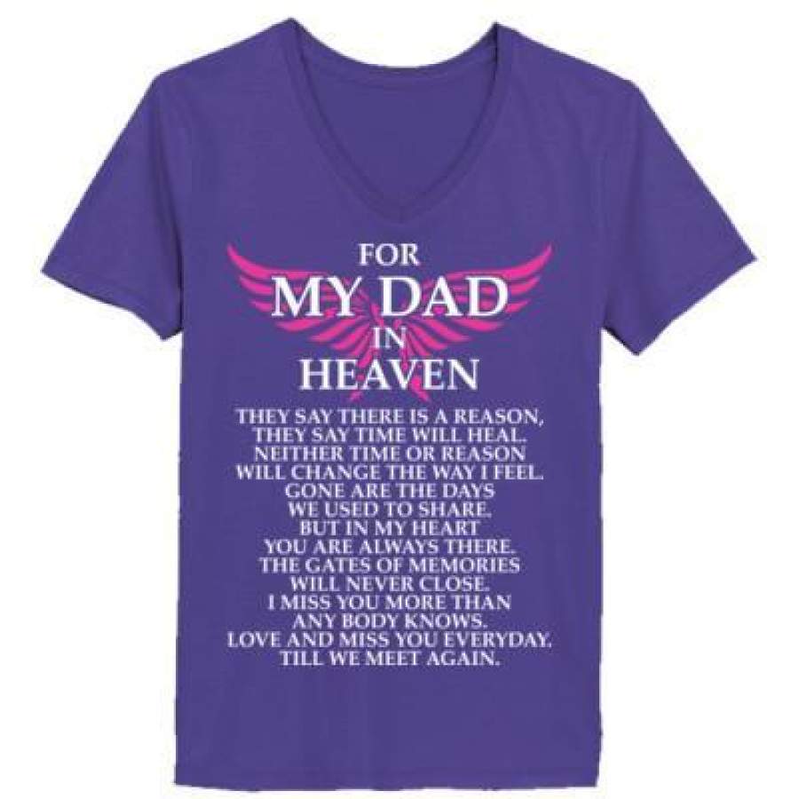 AGR For My Dad In Heaven – Ladies’ V-Neck T-Shirt