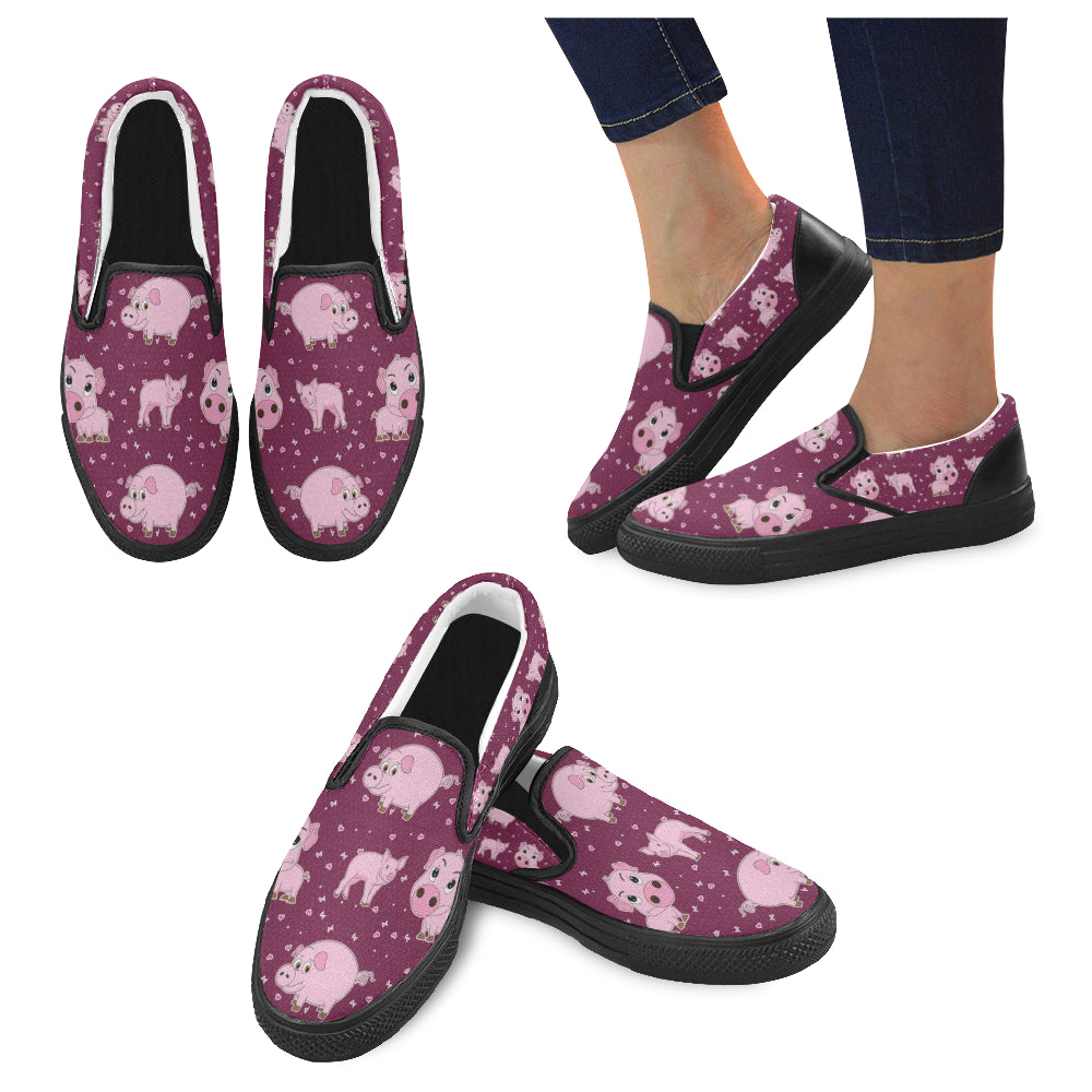 Pig Black Women’s Slip-on Canvas Shoes