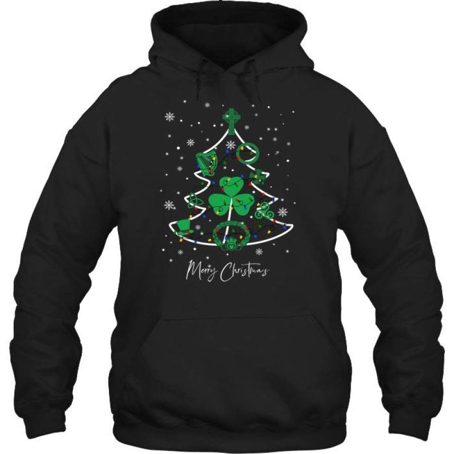 Merry Christmas Irish Tree Gift For Christmas Black Hoodie