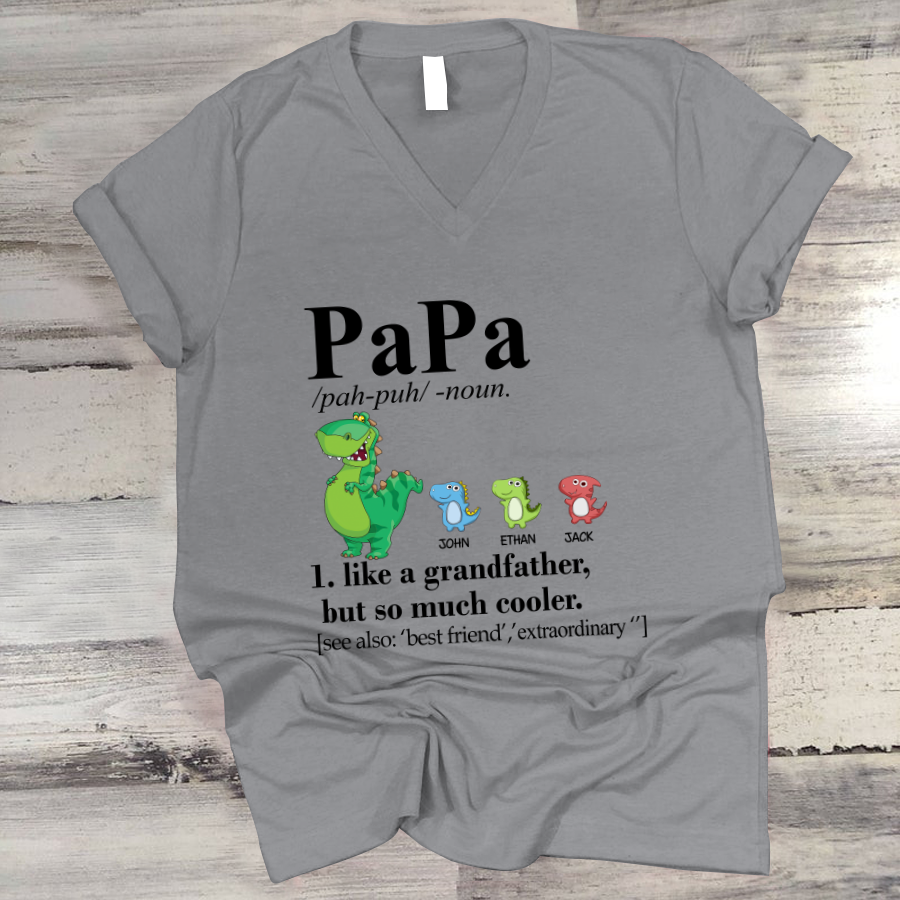 Papa Definition Kids Names Saurus V-Neck