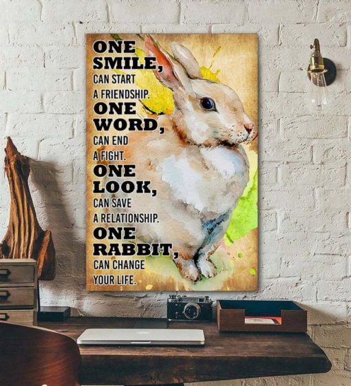 One Smile Can Start A Friendship One Word Can End A Fight One Look Can Save A Relationship Rabbit Canvas Poster