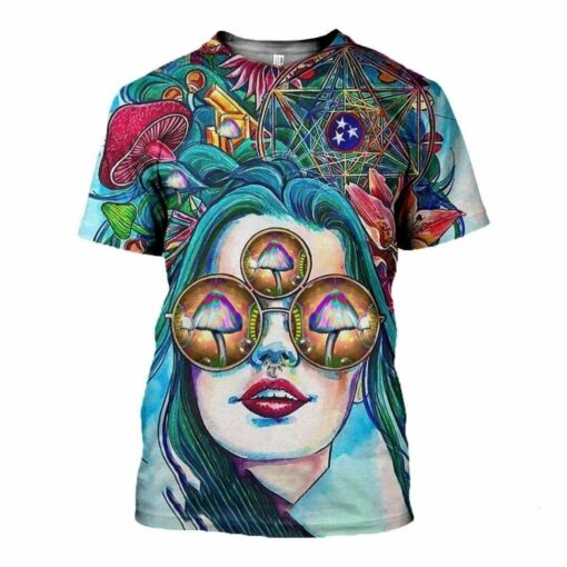 Hippie Girl Mushroom Champignon Hippie 3D All Over Printed Shirts For Men And Women, Hippie Lover, Hippie Soul