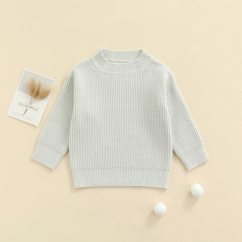 Toddler Baby Autumn WInter Sweaters Casual Newborn Knitted Pullover Long Sleeve Solid Rib Sweater Tops Children Warm Outfits alx