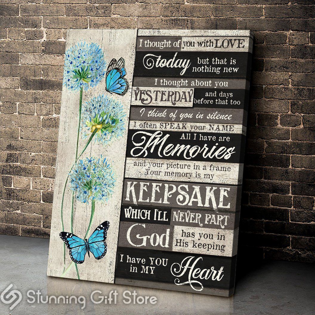 Flower & Butterfly Memorial Canvas I Thought Of You Today