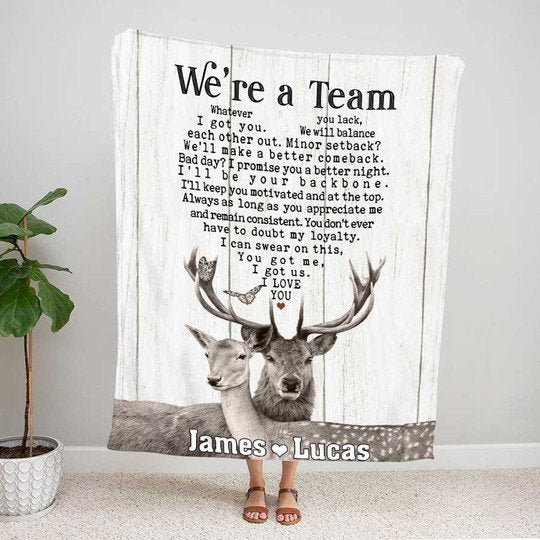 Personalized We’Re A Team Deer Blanket