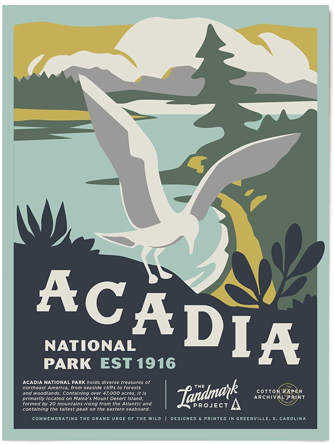 Travel Acadia National Park Visit Maine Poster Art Print      Home Decor Gift For Men Women Family Friend On Birthday Xmas