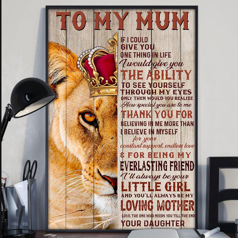 To My Mum Red Lion From Daughter Poster Gift For Mum