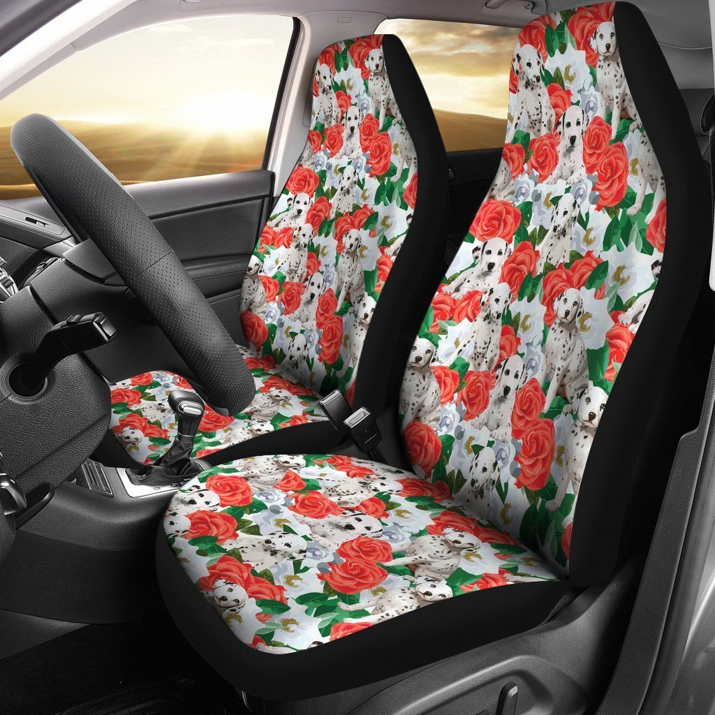 Dalmatian Dog Puppy Pattern Print Seat Cover Car Seat Covers Set 2 Pc, Car Accessories Car Mats