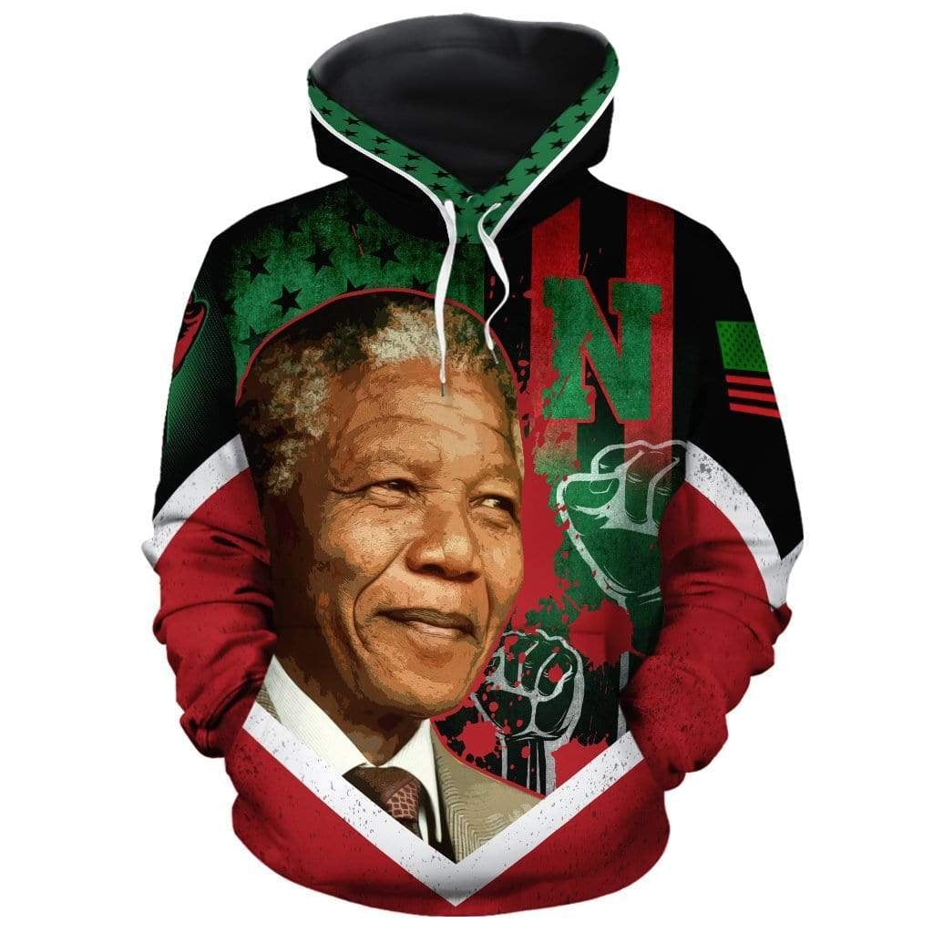 Wonderprint Hoodie – African American Flag Nelson Mandela Pullover