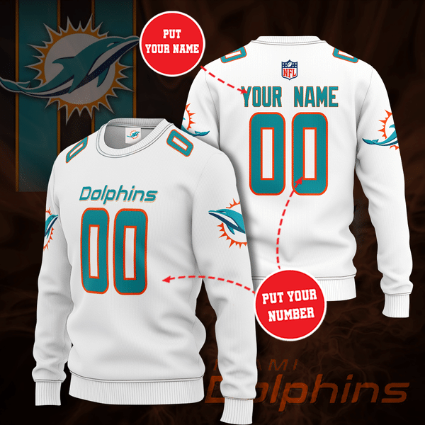 Personalized Miami Dolphins Professional Football Team All Over Print 3D Sweatshirt-White-Tph