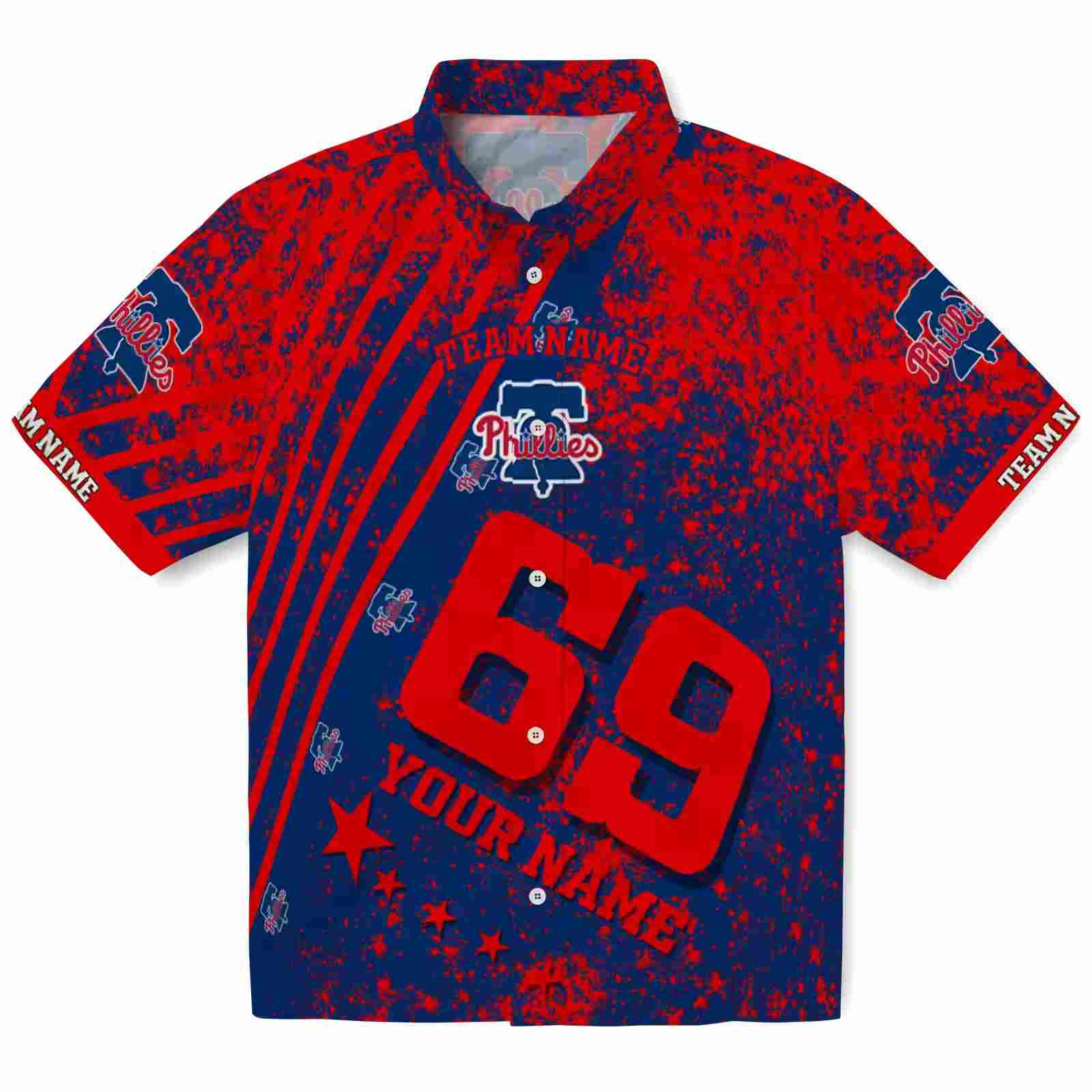 Personalized Philadelphia Phillies Star Stripes Blue Hawaiian Shirt