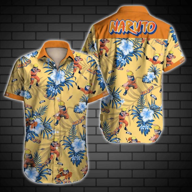 Naruto Hawaii Graphic Print Short Sleeve Hawaii Casual Shirt Ha83842