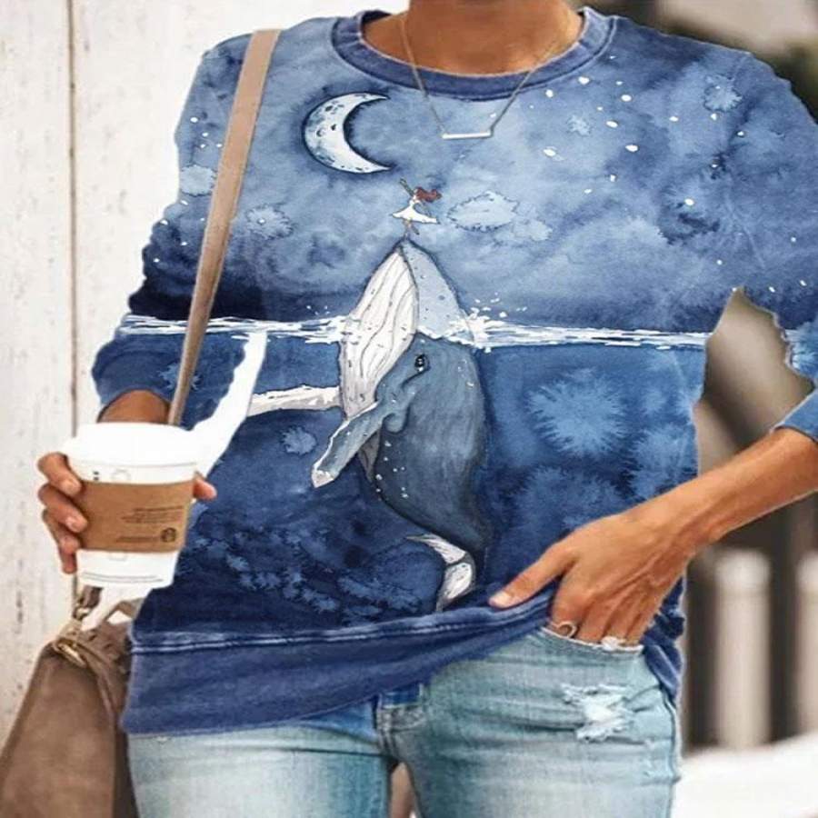 [PRE-SALE] 3D Girl Moon With Whale Ocean T-Shirt