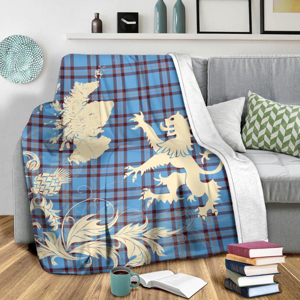 Tartan Blanket Elliot Ancient Tartan Scotland Lion Thistle Map Plaid Blanket