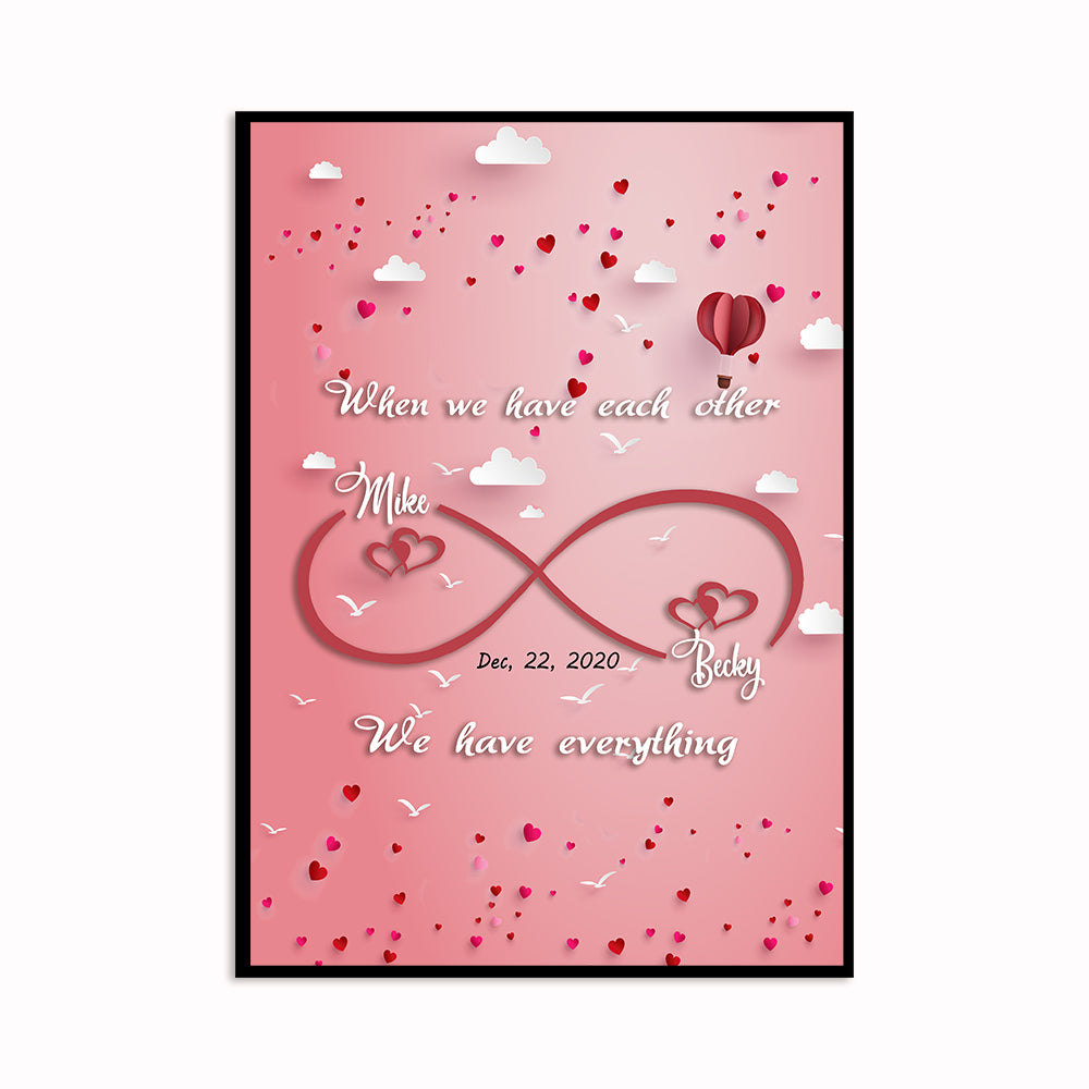 Personalized Wall Art Poster Board Print Valentine Day Gift Ideas For Him Her Men Women Boyfriend Girlfriend Husband Wife Couple – Custom Infinity Love HT221212 – PersonalizedWitch