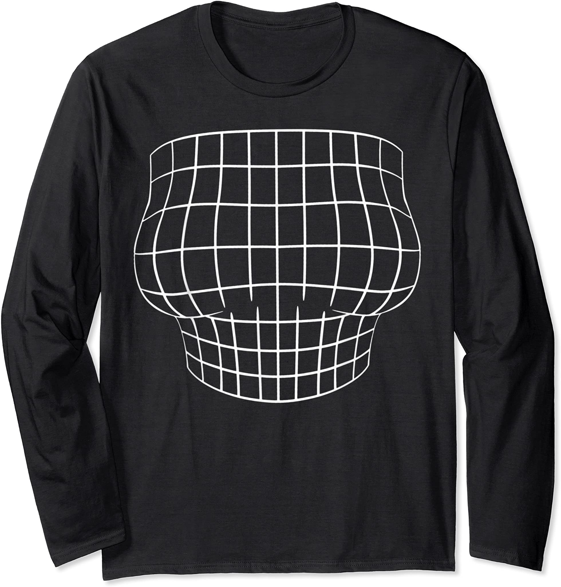 Magnified Chest Optical Illusion Grid Big Boobs Bachelorette Long Sleeve T-Shirt