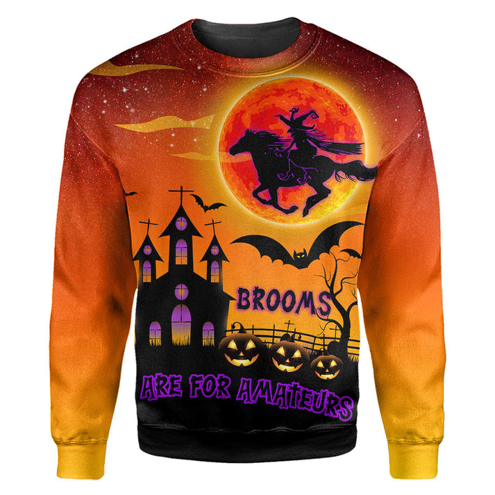 Horse Witch Halloween Crewneck Sweatshirt All Over Print Sweatshirt For Women Sweatshirt For Men