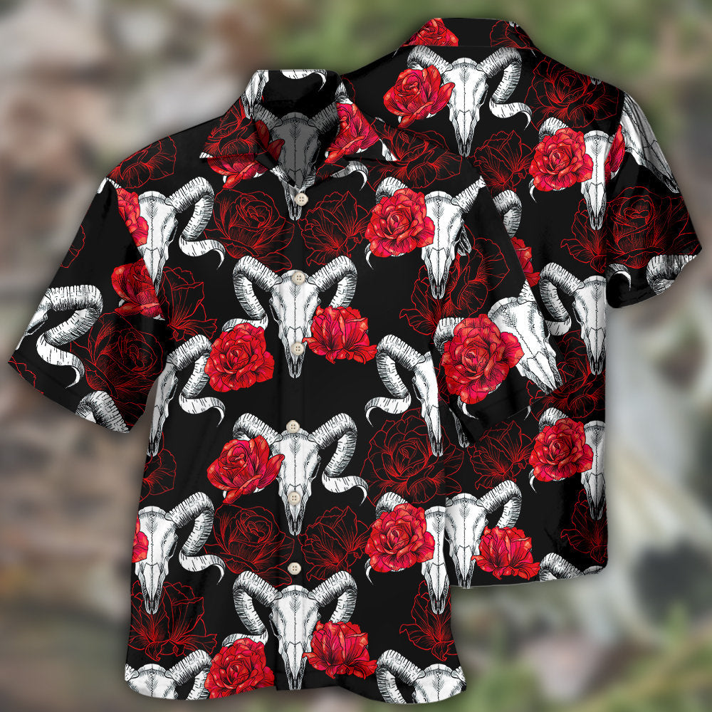 Ram Skull Rose Hawaii Shirt Ha21766