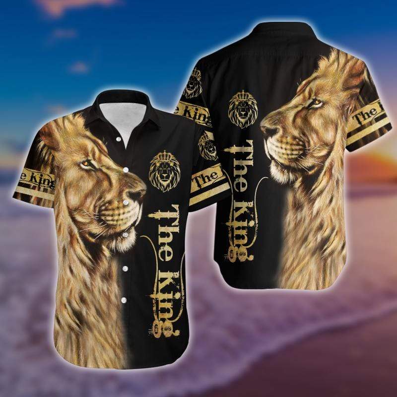 The King Lion Black Hawaiian Aloha Shirts Hawaiian Shirt For Men, Hawaiian Shirt For Women, Aloha Shirt