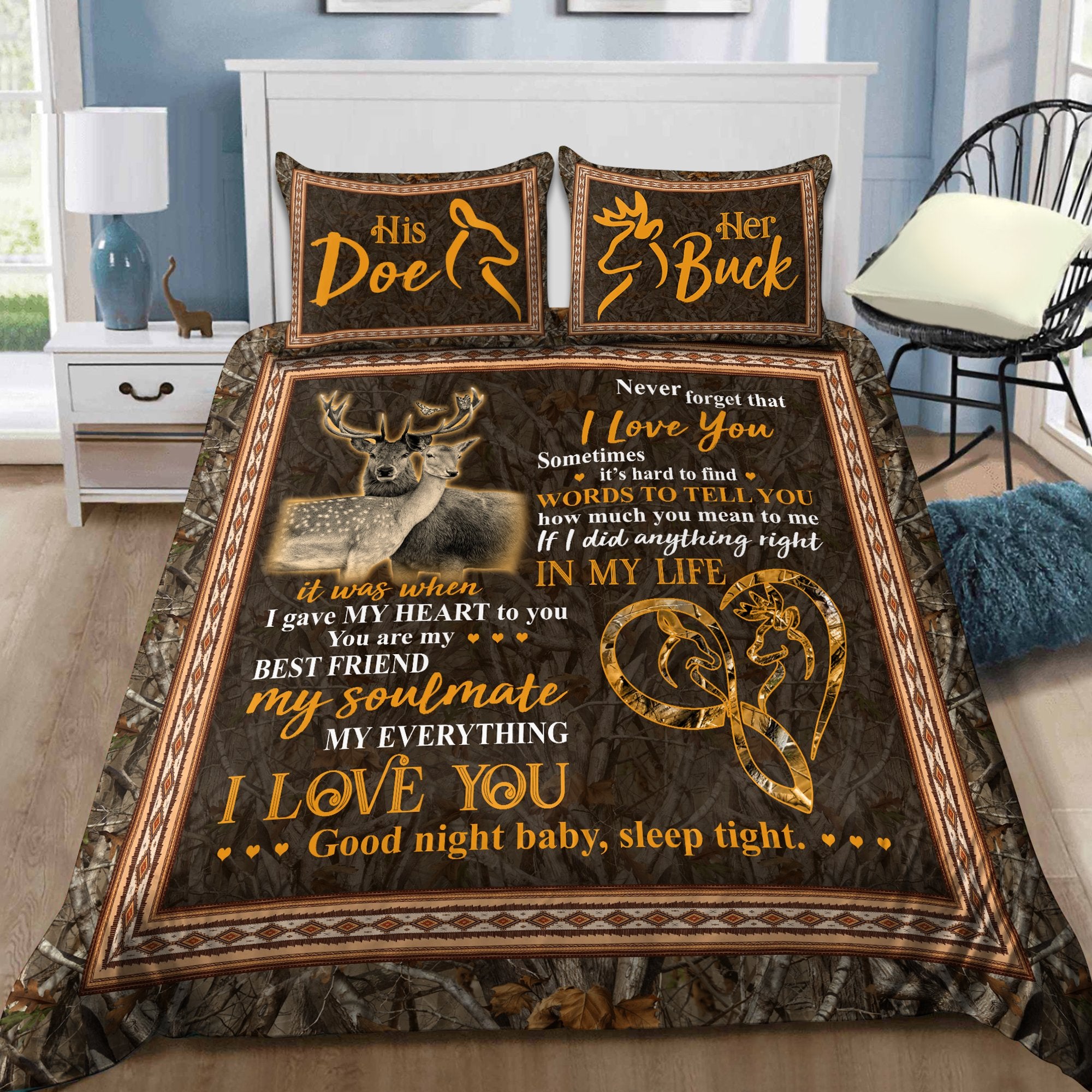 Tmarc Tee Deer Lovers: Romantic Bedding Set Pi24082003