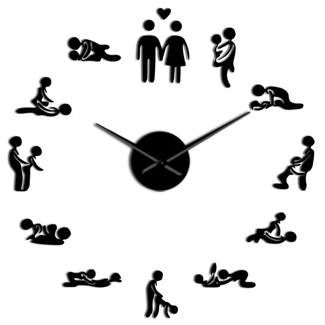 Sex Love Position Mute Wall Clock Kama Sutra 3D Diy Home Decor Wall Clock A18