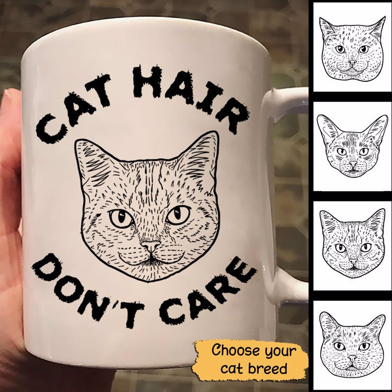 Cat Hair Don‘T Care Cat Head Outline Personalized Mug