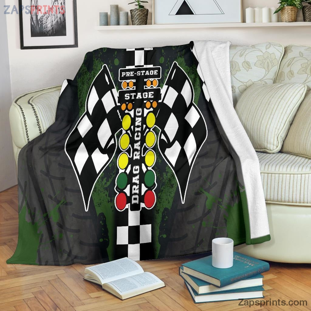 Gift For Racing Lover – Drag Racing Blanket Green – Gift For Friends