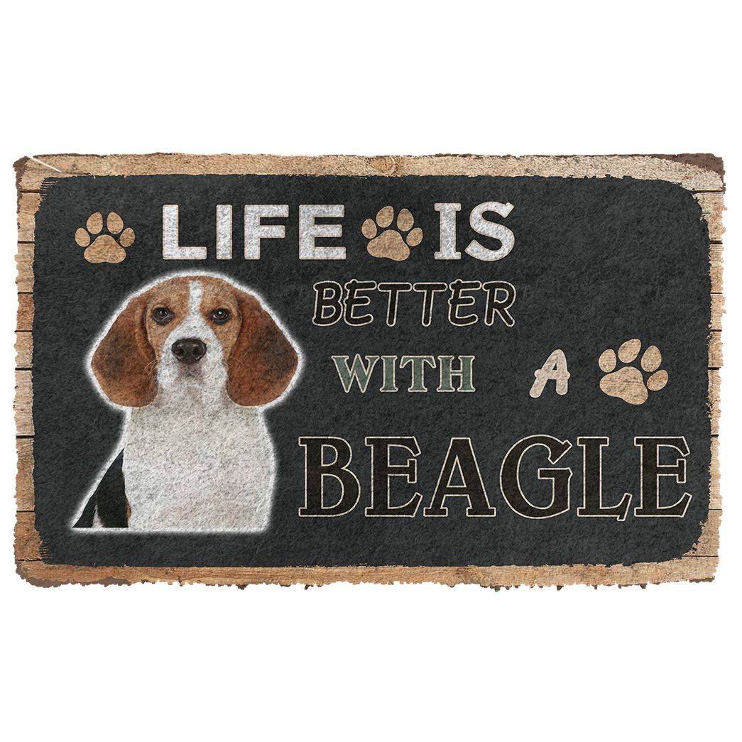 3D Life Is Better With A Beagle Custom Doormat