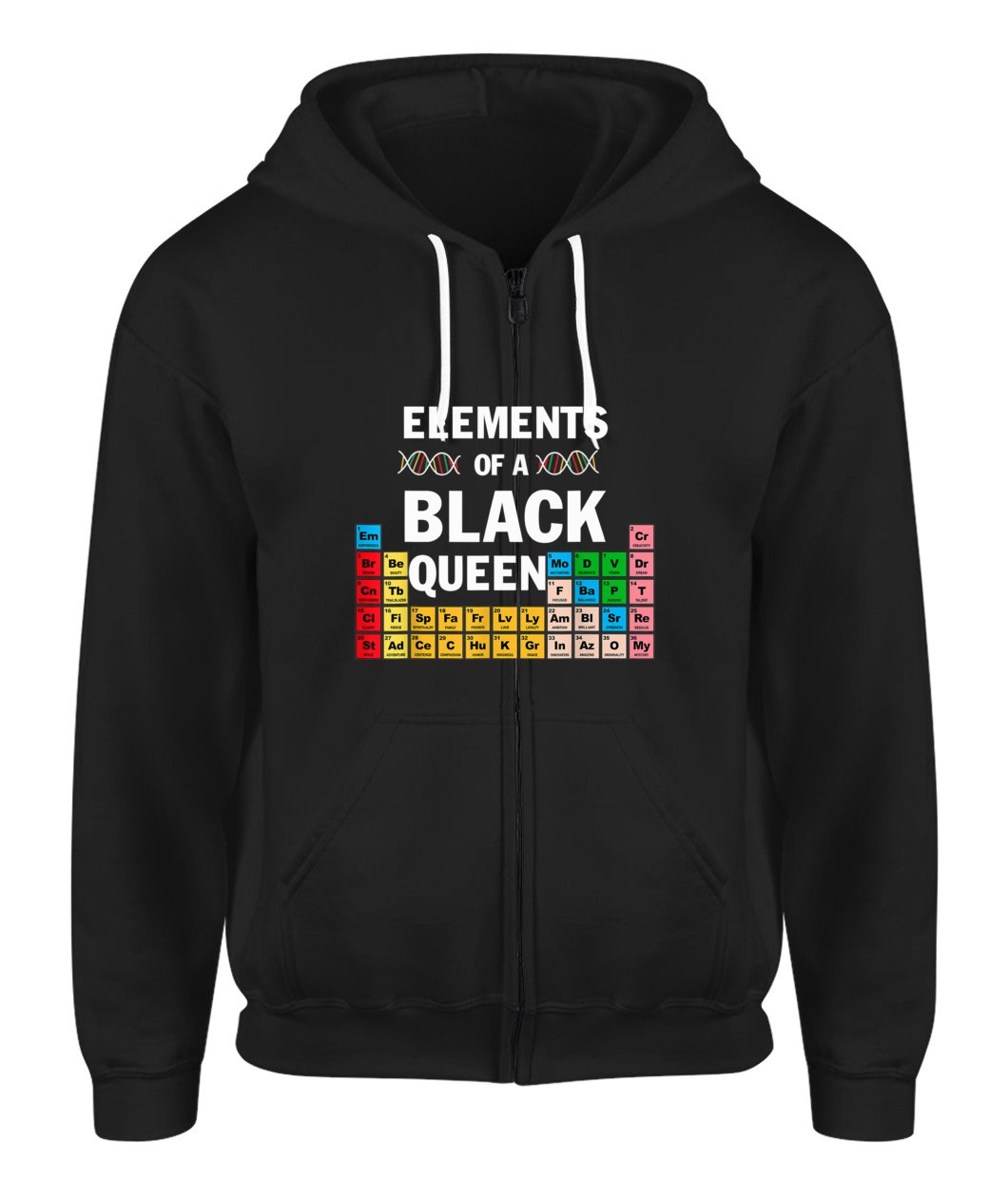 Elements Of A Black Queen Periodic Table Of Elements Melanin Zip-Up Hoodie