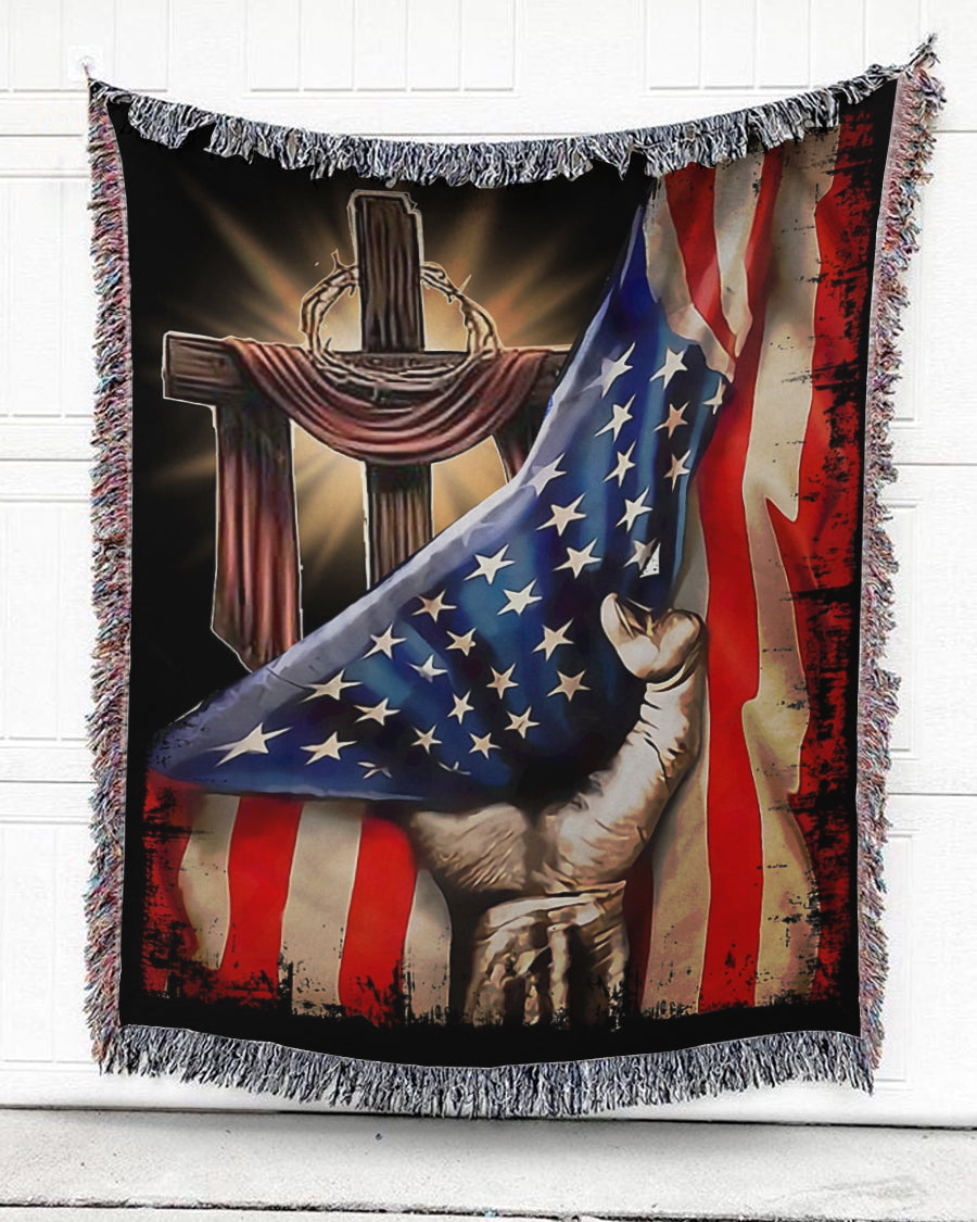 Woven Throw For Soldier Veteran’S Day Gift, Fight For The Usa, Cotton Blanket